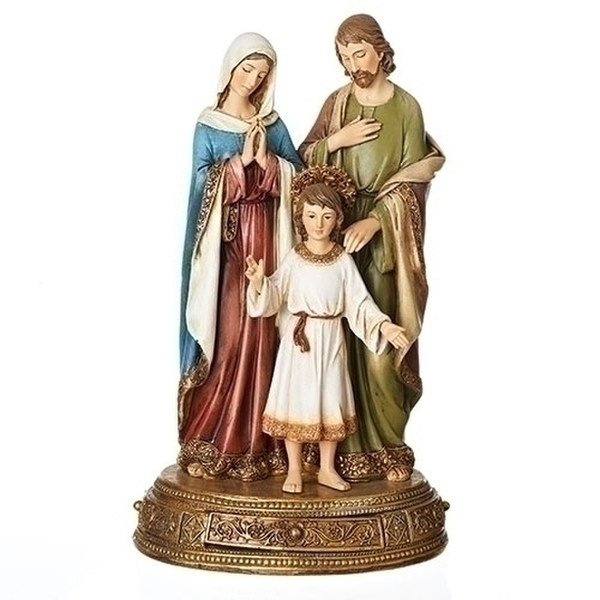 Holy Family Statue with Prayer in Base